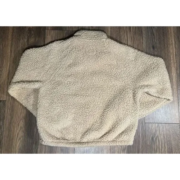 Hollister Women's Quarter Zip Top Fleece Sherpa Pullover Size Cropped medium - Picture 3 of 3
